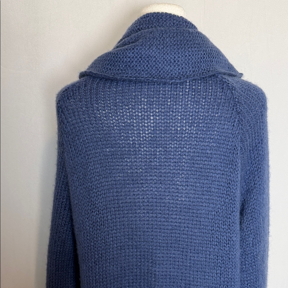 Blue Long Open-Front Women's Sweater Cardigan - Picture 6 of 12